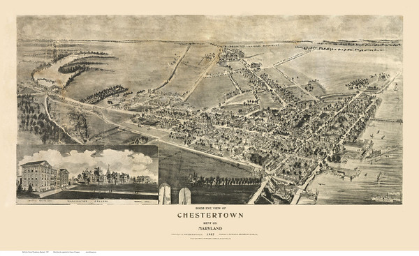 Chestertown, Maryland 1907 Custom Bird's Eye View