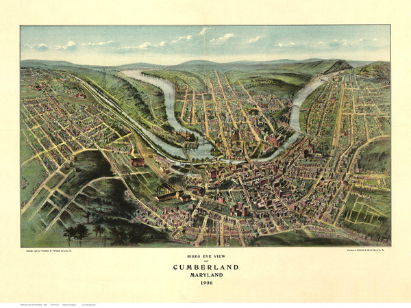 Cumberland, Maryland 1906 Bird's Eye View