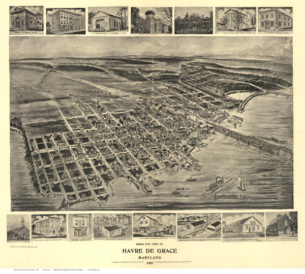 Havre De Grace, Maryland 1907 Bird's Eye View Havre De Grace, Maryland 1907 Bird's Eye View