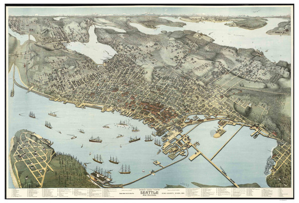Seattle, Washington 1891 Bird's Eye View