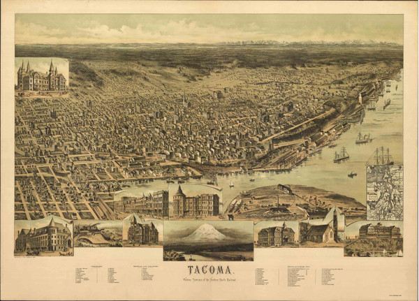 Tacoma, Washington 1890 Bird's Eye View