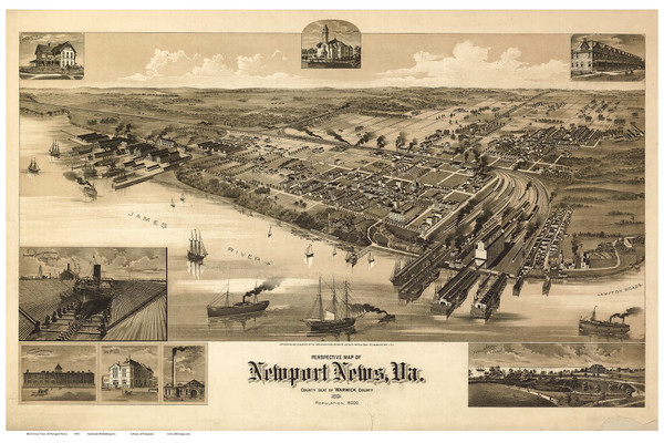 Newport News, Virginia 1891 Bird's Eye View