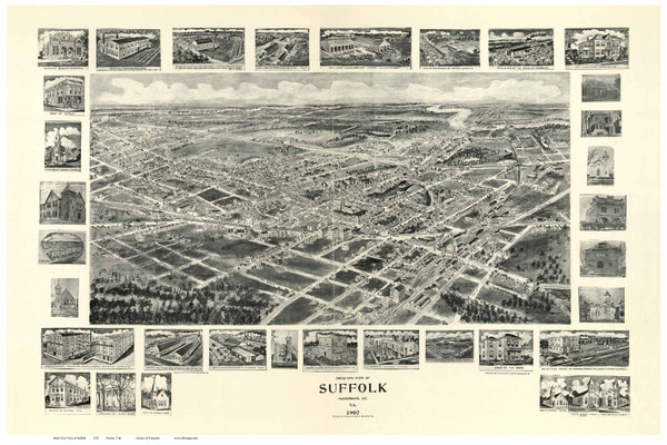 Suffolk, Virginia 1907 Bird's Eye View