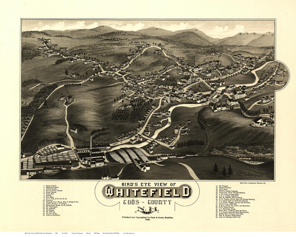 Whitefield, New Hampshire 1883 Bird's Eye View - Old Map Reprint Whitefield, New Hampshire 1883 Bird's Eye View - Old Map Reprint