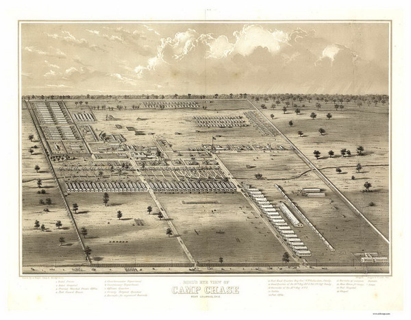 Camp Chase, Ohio 1860 Bird's Eye View