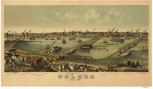 Toledo, Ohio 1876 Bird's Eye View Toledo, Ohio 1876 Bird's Eye View