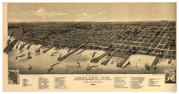 Ashland, Wisconsin 1886 Bird's Eye View