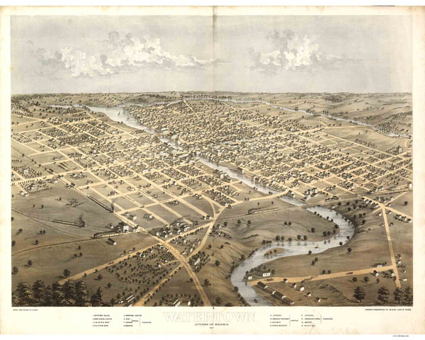 Watertown, Wisconsin 1867 Bird's Eye View