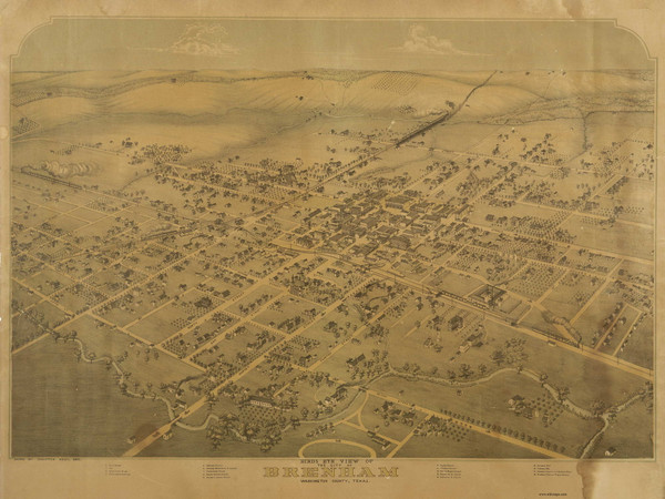 Brenham, Texas 1881 Bird's Eye View
