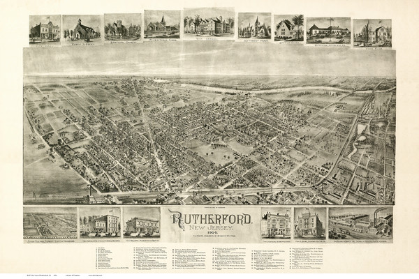 Rutherford, New Jersey 1904 Bird's Eye View