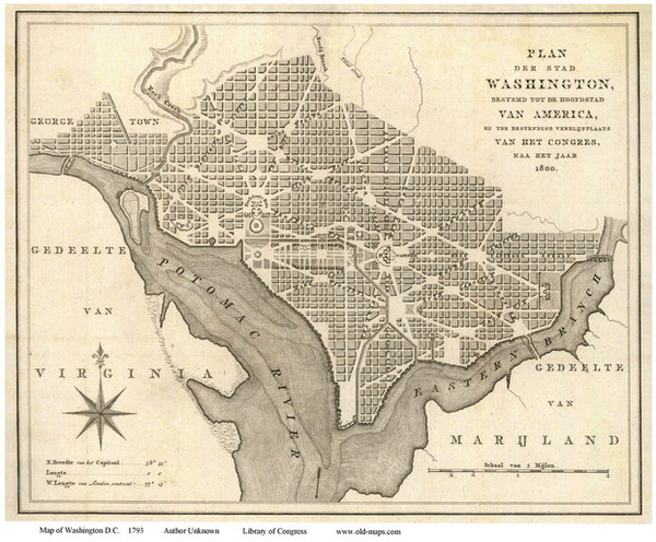 Washington DC 1793 - Author Unknown - Old Map Reprint