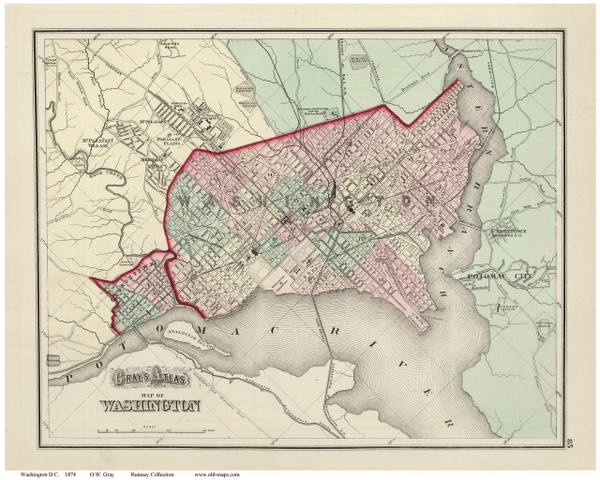 Washington DC 1874 - Gray - Old Map Reprint Washington DC 1874 - Gray - Old Map Reprint