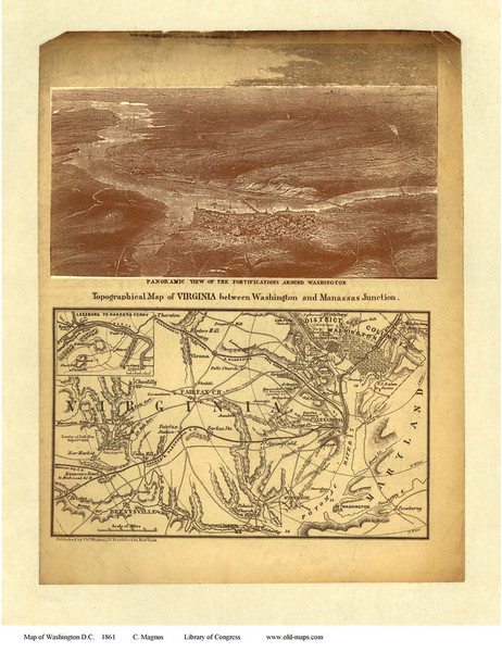 Washington DC 1861 - Magnus - Old Map Reprint