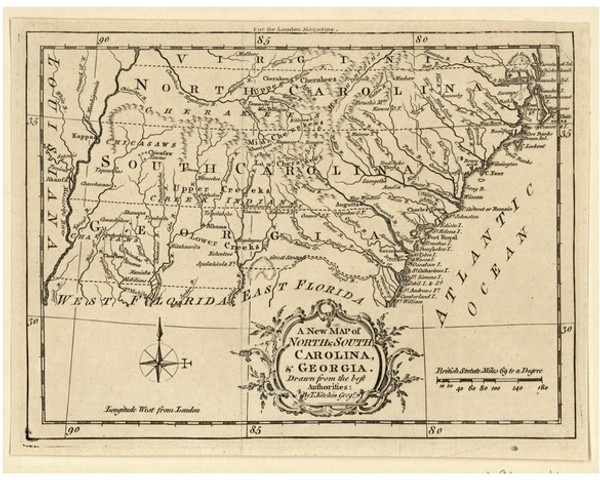 Georgia 1765 Kitchin - Old State Map Reprint Georgia 1765 Kitchin - Old State Map Reprint