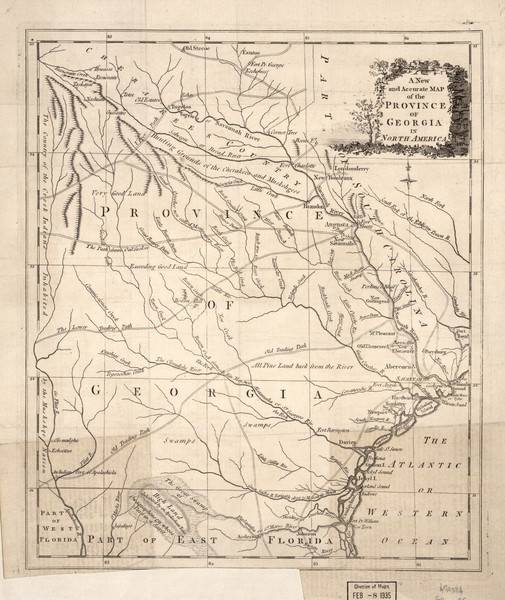 Georgia 1779 Author Unknown - Old State Map Reprint