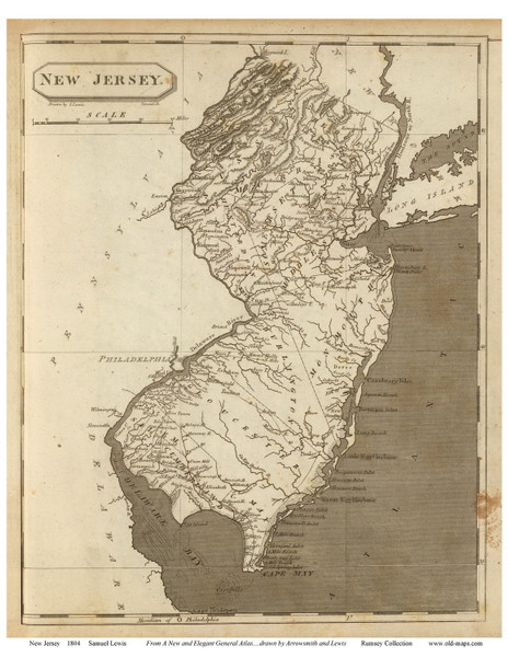 New Jersey 1804 Lewis - Old State Map Reprint