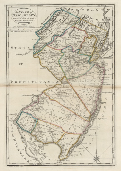New Jersey 1818 Carey - Old State Map Reprint
