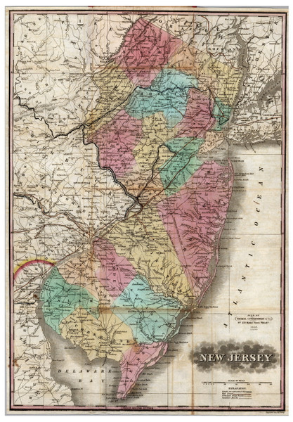 New Jersey 1845 Thomas - Old State Map Reprint