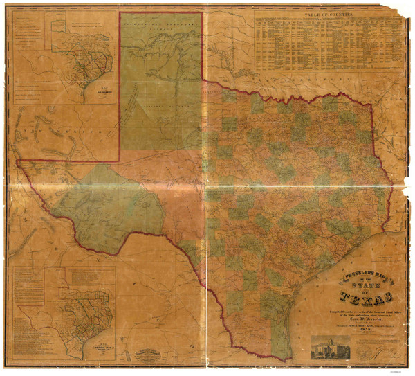 Texas 1858a Pressler - Old State Map Reprint Texas 1858a Pressler - Old State Map Reprint