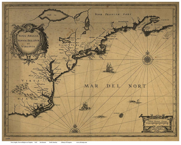 Virginia 1642 Jansson - Old State Map Reprint