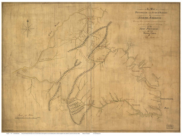 Virginia 1772 Ballendine - Old State Map Reprint