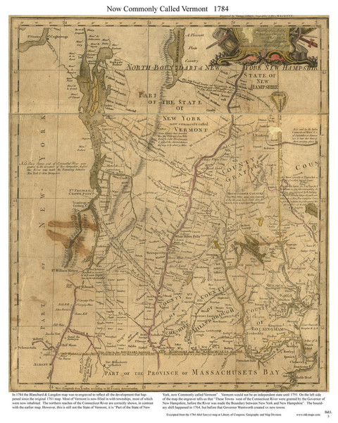 Vermont 1784 - Sawyer - Old State Map Custom Print