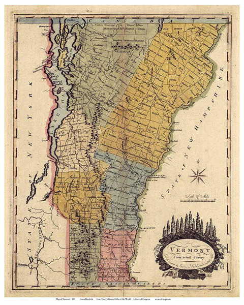 Vermont 1814 - Doolittle LC - Old State Map Reprint