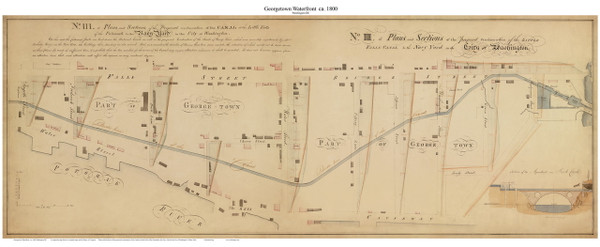 Georgetown Waterfront Custom Composite Map - ca. 1800 - Washington DC - Old Map Custom Print DC Specials