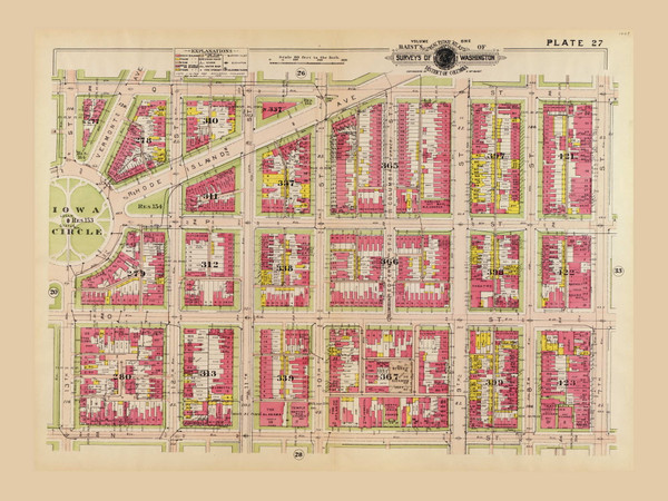 Plate 27, Columbia St. - Washington DC 1919 Atlas Old Map Reprint - Baist Vol.1