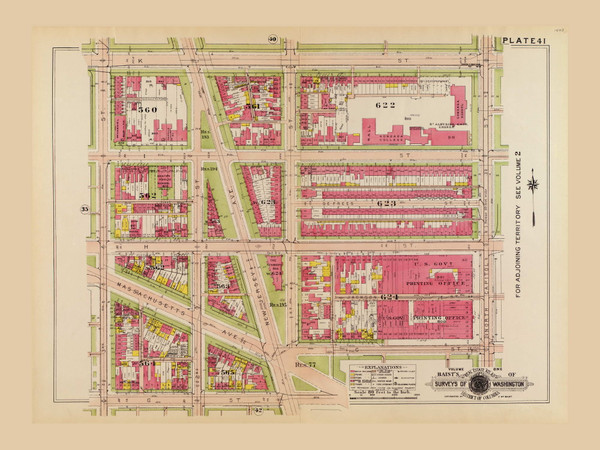 Plate 41, Goverment Printing Office - Washington DC 1919 Atlas Old Map Reprint - Baist Vol.1 Plate 41, Goverment Printing Office - Washington DC 1919 Atlas Old Map Reprint - Baist Vol.1