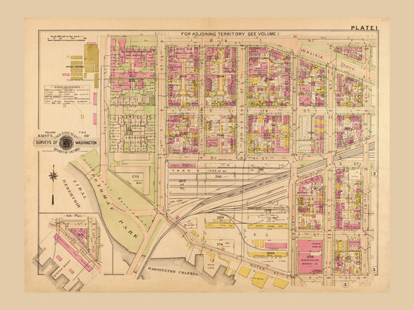 Plate 1, Potomac Park - Washington DC 1921 Atlas Old Map Reprint - Baist Vol.2
