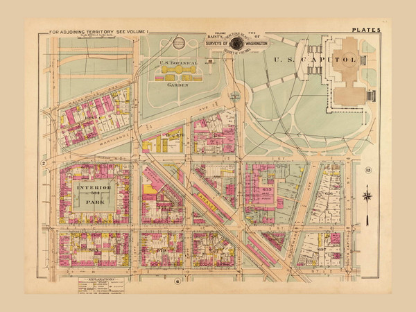 Plate 5, U.S. Botanical Gardens - Washington DC 1921 Atlas Old Map Reprint - Baist Vol.2
