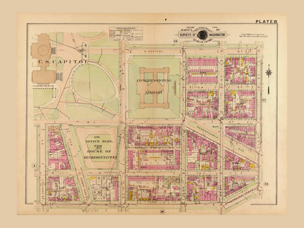 Plate 15, Congressional Library - Washington DC 1921 Atlas Old Map Reprint - Baist Vol.2