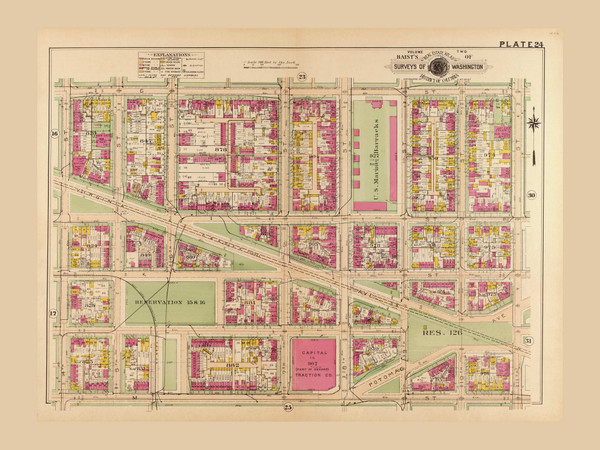 Plate 24, U.S. Marine Barracks - Washington DC 1921 Atlas Old Map Reprint - Baist Vol.2