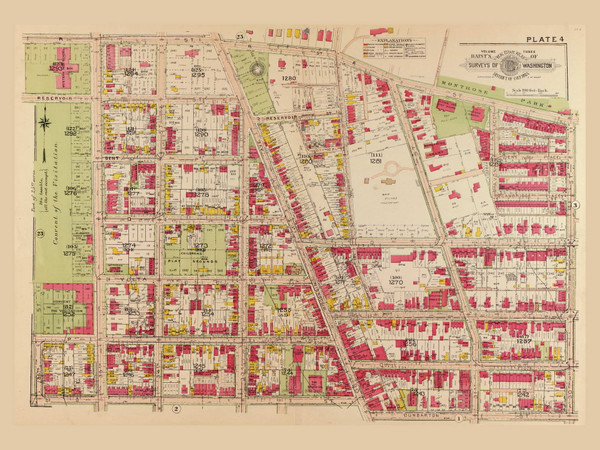 Plate 4, Montrose Park - Washington DC 1919 Atlas Old Map Reprint - Baist Vol.3