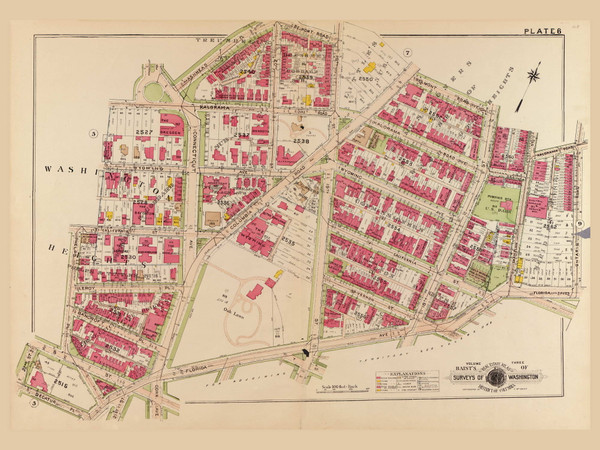 Plate 6, Columbia Road - Washington DC 1919 Atlas Old Map Reprint - Baist Vol.3
