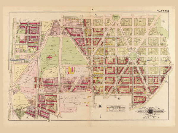 Plate 18, Grant Circle - Washington DC 1919 Atlas Old Map Reprint - Baist Vol.3