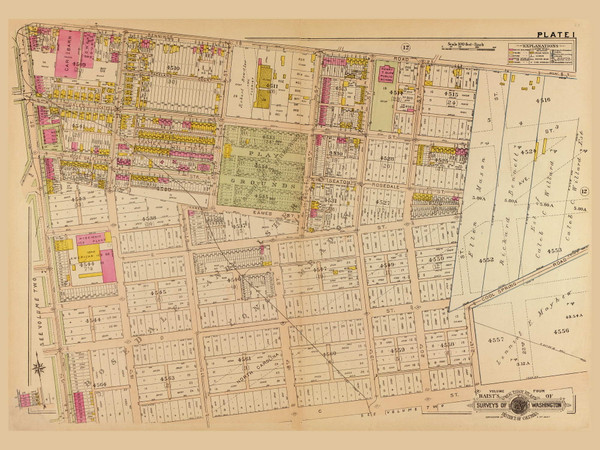 Plate 1, Rosedale - Washington DC 1921 Atlas Old Map Reprint - Baist Vol.4
