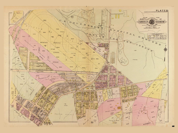 Plate 23, Portland St. - Washington DC 1921 Atlas Old Map Reprint - Baist Vol.4