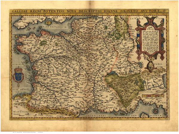 France, 1570 Ortelius - Old Map Reprint - World