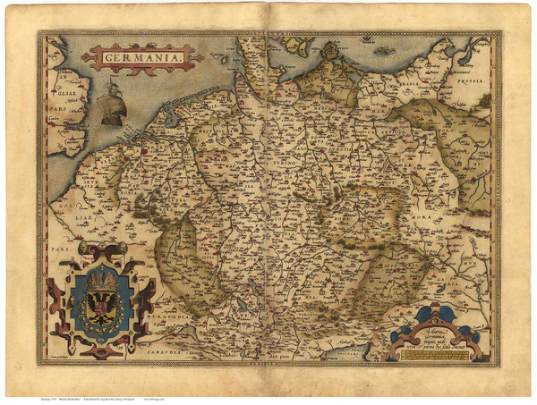 Germany, 1570 Ortelius - Old Map Reprint - World Germany, 1570 Ortelius - Old Map Reprint - World