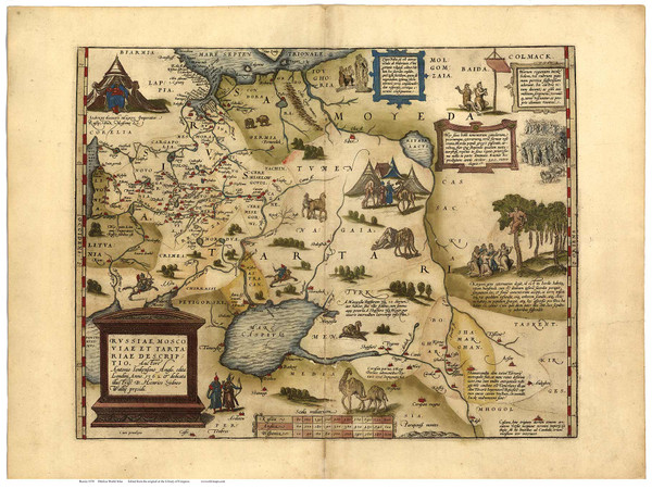 Russia, 1570 Ortelius - Old Map Reprint - World Russia, 1570 Ortelius - Old Map Reprint - World