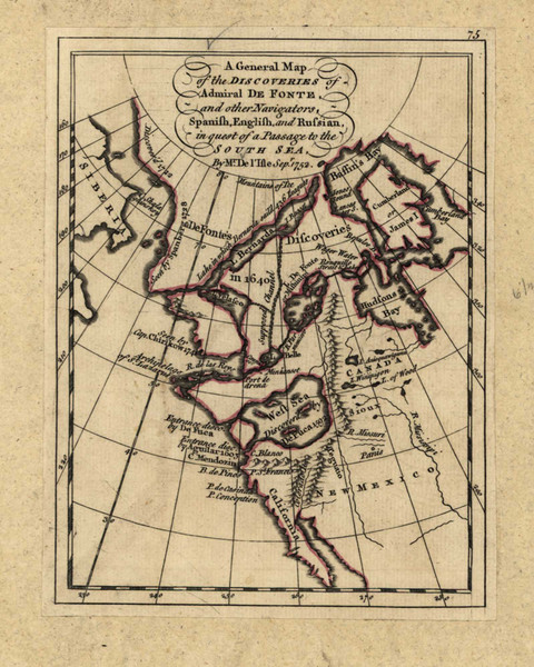 Discoveries in quest of South Sea passage, 1768 - Old Map Reprint - USA Jefferys 1768 Atlas 6
