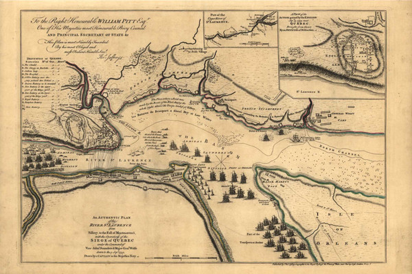 Siege of Quebec, 1759 - Old Map Reprint - USA Jefferys 1768 Atlas 11
