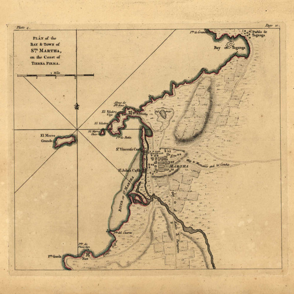 Santa Martha, Columbia, 1768 - Old Map Reprint - USA Jefferys 1768 Atlas 56