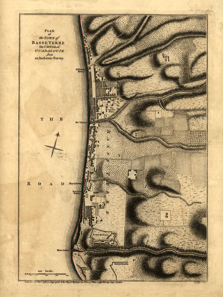 Basse Terre, Guadaloupe, 1768 - Old Map Reprint - USA Jefferys 1768 Atlas 82