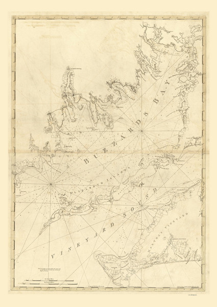 Buzzards Bay, Elizabeth Islands and Martha's Vineyard 1776 - Des Barres V3-21 Reprint - USA Regional