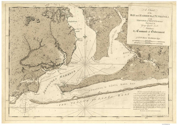 Pensacola Harbor 1780 - Des Barres V3-37 Reprint - USA Regional