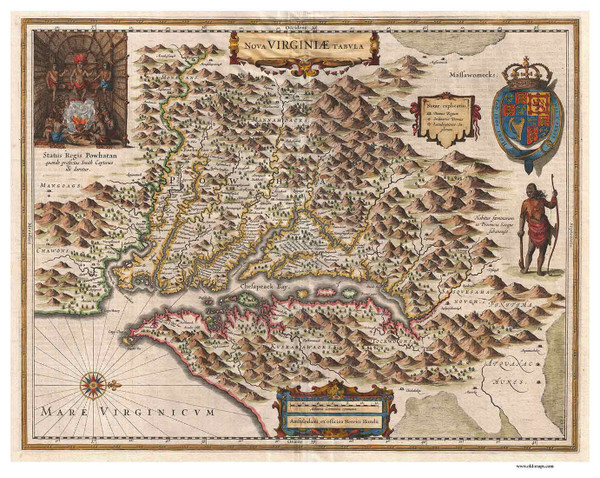 Chesapeake Bay 1630 - Hondius (Ggus) - Old Map Reprint