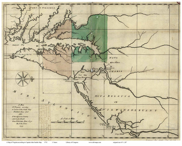 Chesapeake Bay 1732 - Senex - Old Map Reprint